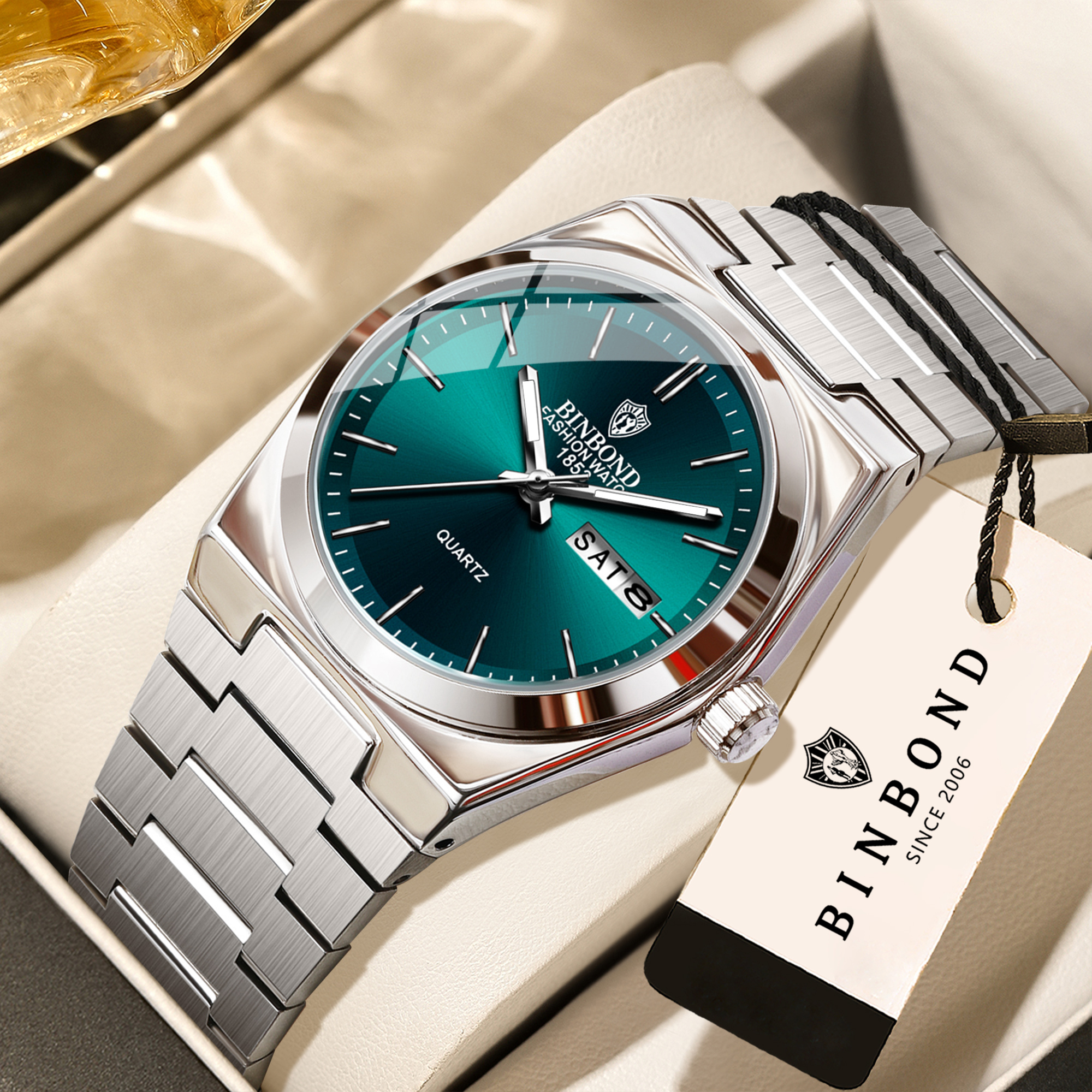 BINBOND Luxury Quartz Watches for Women Luminous Waterproof Auto Date Week Display Women's Watch Reloj Ladies' Timepiece