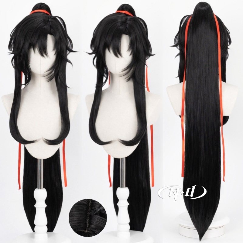 ND Wei Wuxian Cosplay Perücken Haarteil Großmeister der dämonischen Kultivierung Cosplay Haarperücken für Halloween Kostüm Mottoparty