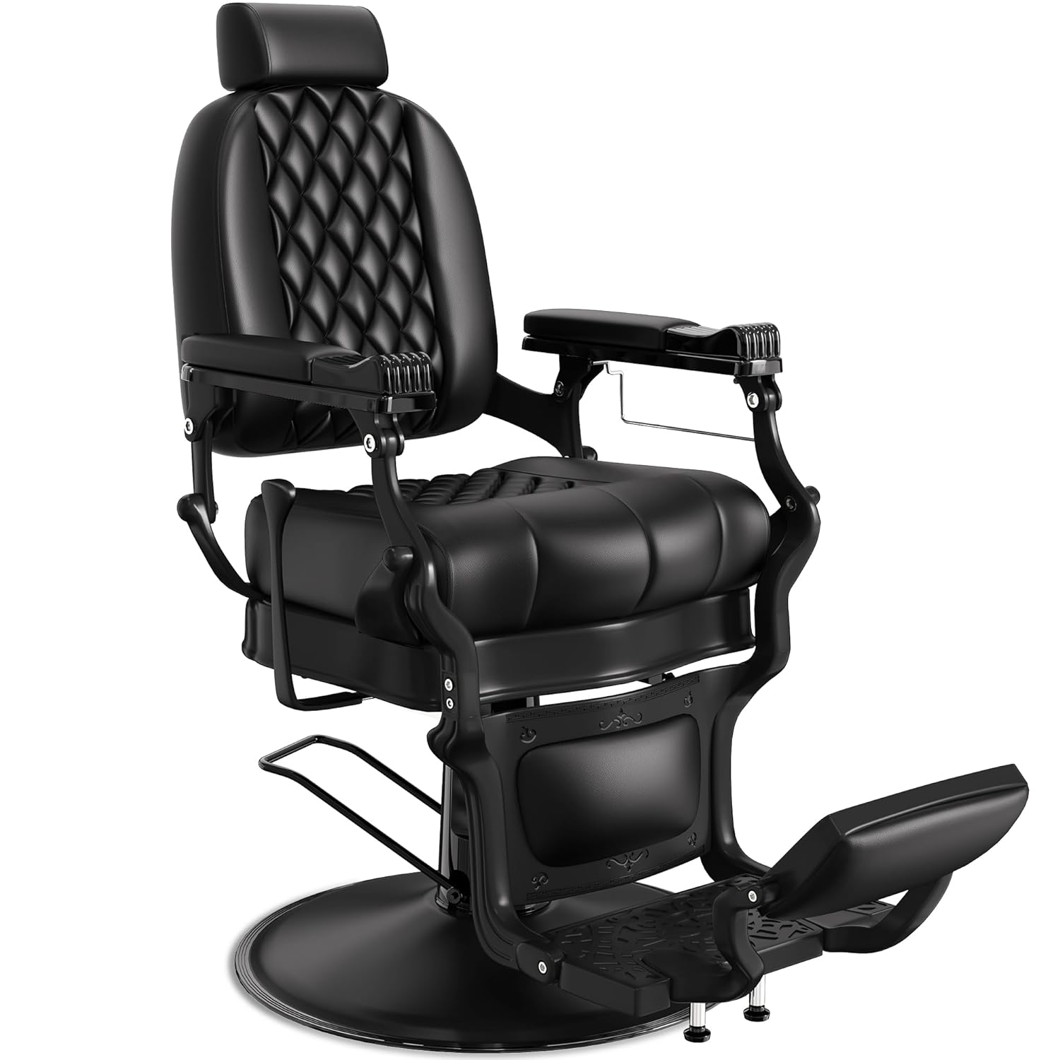 Retro Reclining Barber Chair, Ergonomic All-Purpose Salon Chair with Thick Cushion & Adjustable Headrest,Customized
