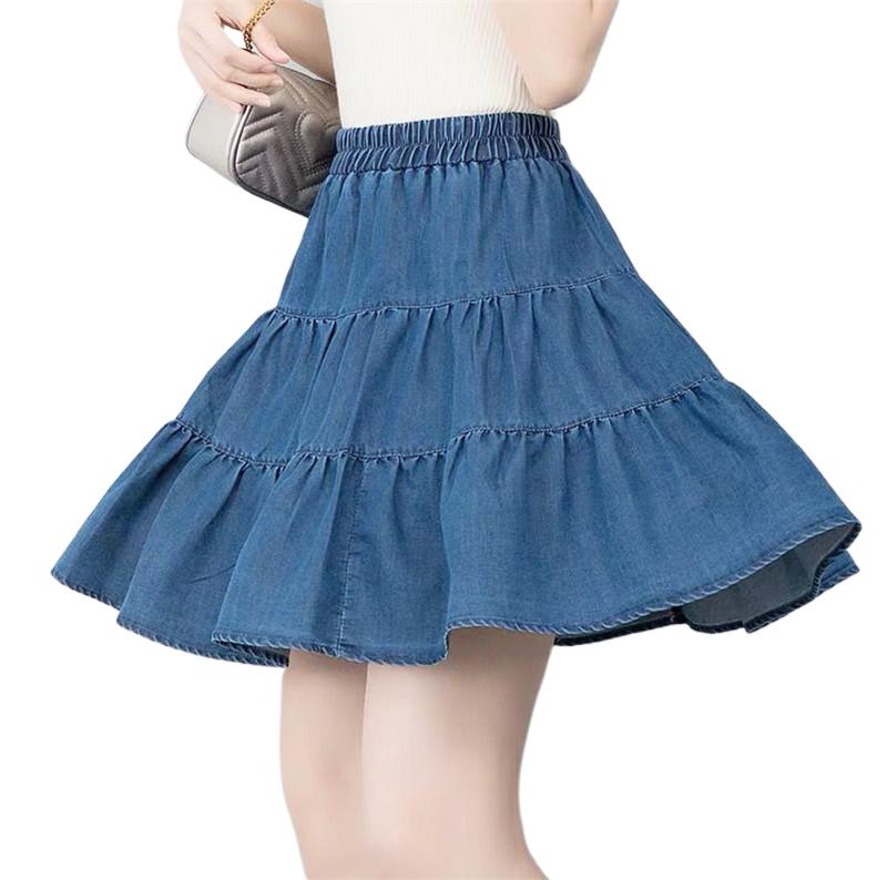 Korean sexy mini pleated skirt y2k clothes Women Summer Ruffle High Waist jeans skirt 2026 New brand cotton Denim skirt fashion