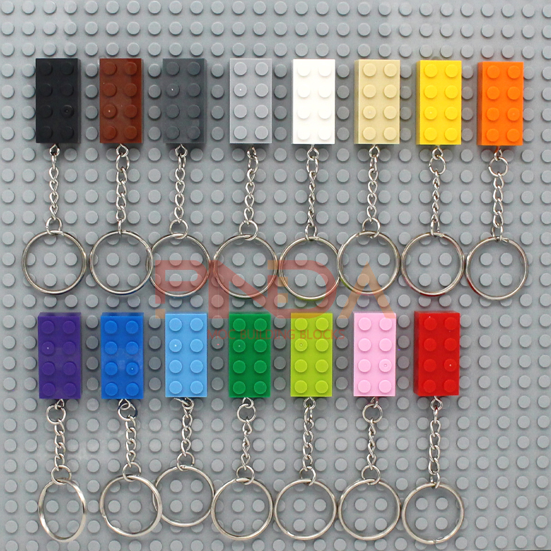 10 peças moc 2x4 chaveiro blocos de construção presente criativo com tijolo moc chaveiro placa de tijolos compatível