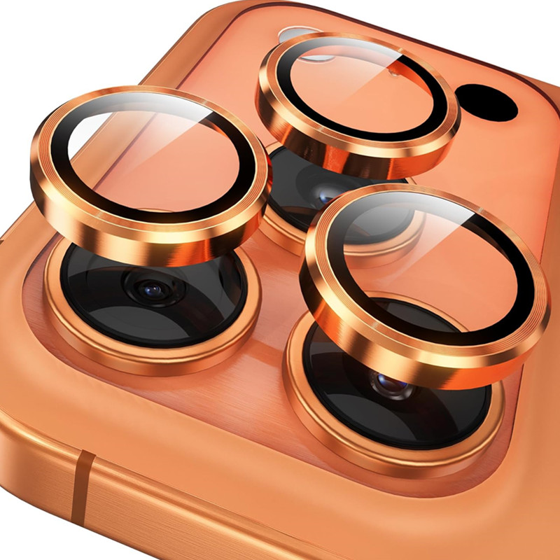 Protector de Lente de Cámara de Metal y Cristal Naranja para iPhone 17 Air, 16, 15, 14, 13 Pro Max Plus, 17Air, 16Pro, 17Pro, i17, Funda Ziai con Anillo para iPhone