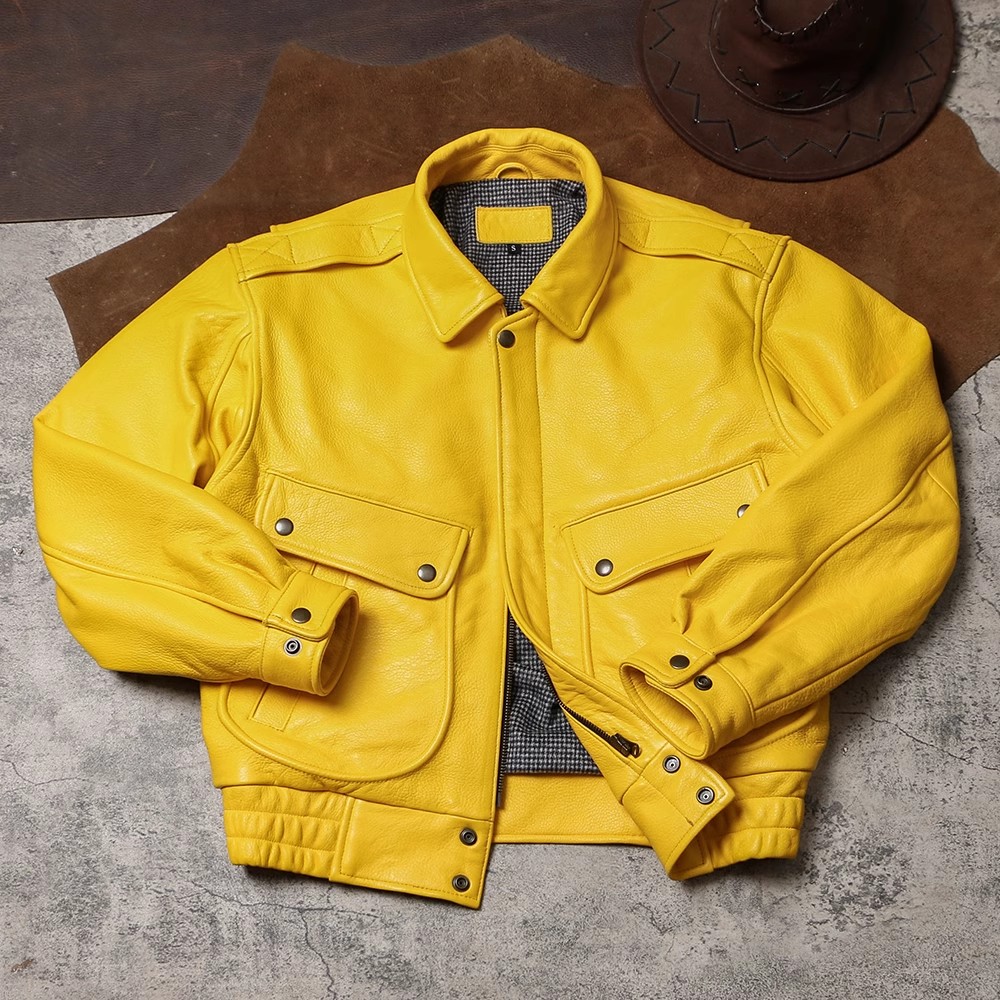 Mauroicardi Wiosna Jesień Cool Handsome Short Yellow Soft Pu Leather Jacket Men Turn-down Collar Luxury Designer Clothes 2025