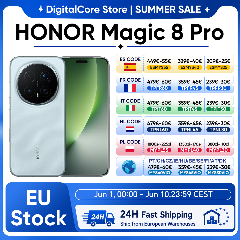 Smartfon HONOR Magic 8 Pro 5G w wersji europejskiej, Snapdragon 8 Elite Gen 5, aparat 200MP, bateria 6,270 mAh, ładowanie 100W, wyświetlacz OLED 6,71'', NFC, eSIM, Honor