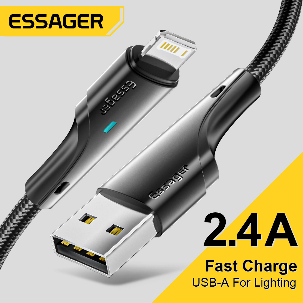 Cavo USB Essager per iPhone 11 12 13 Pro Max Mini X XR XS SE 8 7 6 Plus 6s 2.4A Cavo di ricarica rapida Cavo dati per caricabatterie iPhone