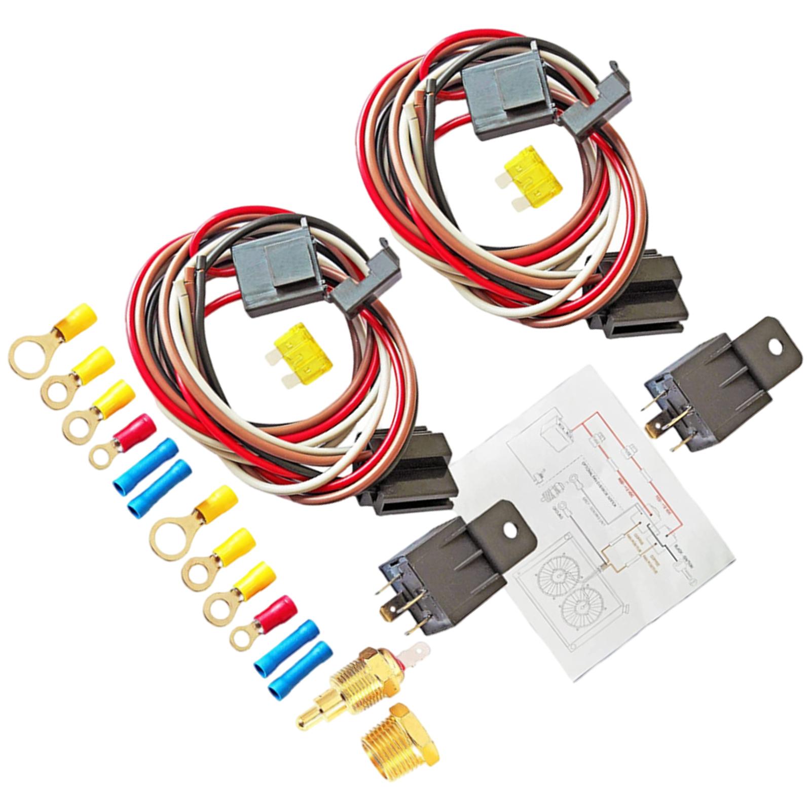 40 Amp Electric Fan Wiring Kit Temperature Switch Cooling Fan Thermostat