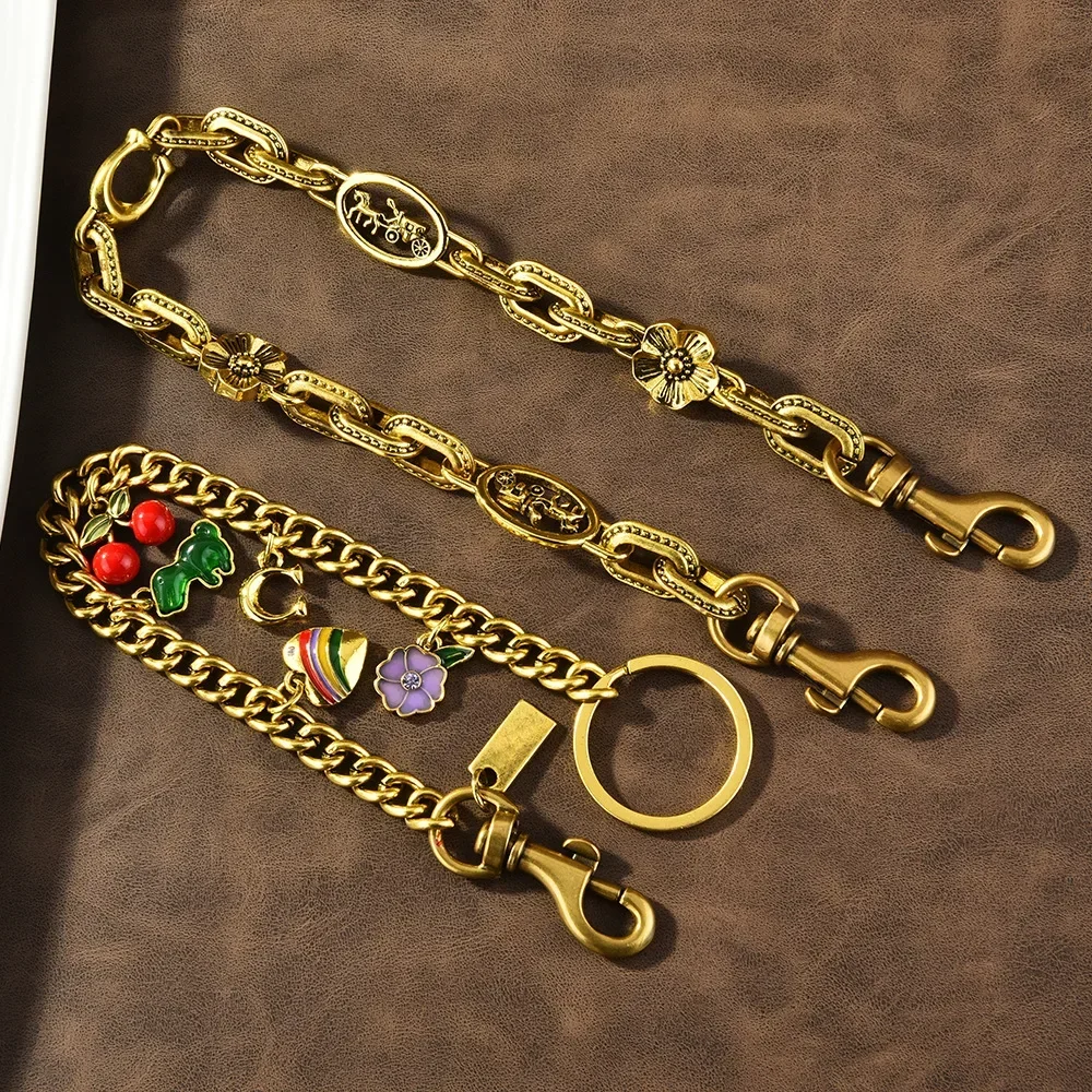 Llavero de cereza brillante con dijes para bolso, llavero colorido de moda para coche, llavero de flor de metal, recuerdo de regalo exquisito