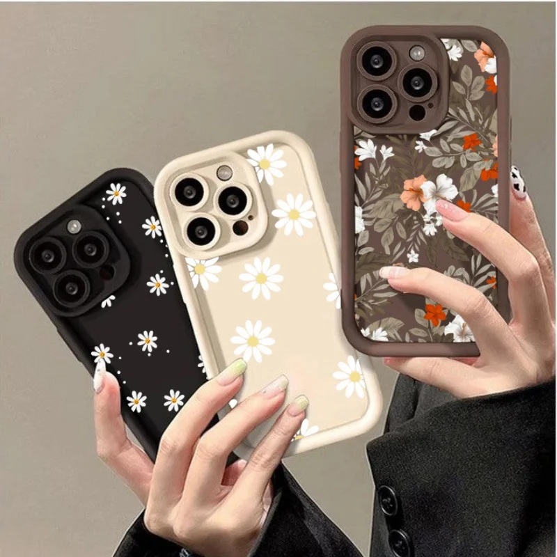 Casing Ponsel untuk Xiaomi Redmi Note 14 10 11 8 Pro 4G 5G 11S 10S Redmi 9 9C 9A A1 A2 Plus Casing Silikon Retro Bunga Daisy