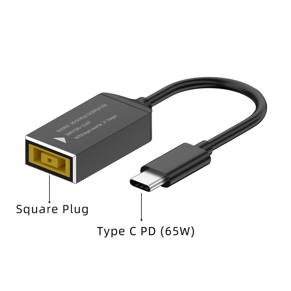 Kabel szybkiego ładowania USB typu C PD o mocy 65 W do ładowarki laptopa Lenovo Kwadratowy adapter wtyczki Dc do adaptera PD typu C do MacBooka POCO