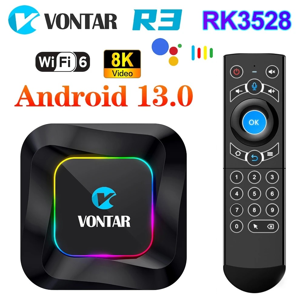 VONTAR R3 RGB TV Box Android 13 Rockchip RK3528 Support 8K vidéo BT5.0 Wifi6 prise en charge Google lecteur multimédia d'entrée vocale décodeur