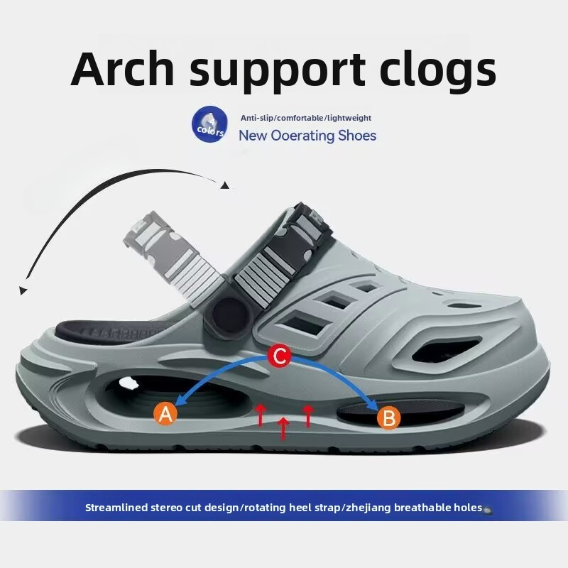 Nieuwe zomerse heren teenslippers, antislip en niet vermoeiend, met voetboogondersteuning, outdoor EVA slippers, EVA klompen, lichtgewicht tuinschoenen