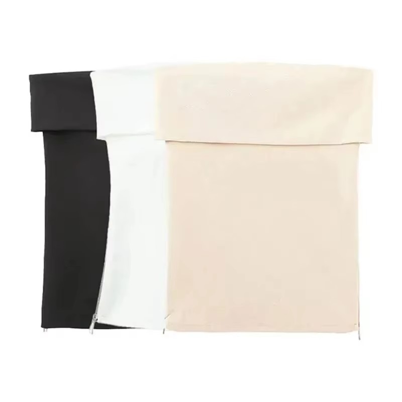 Hh verão feminino malha espartilho topos elegante tubo sólido colheita superior zíper lateral magro senhora fora do ombro bustier topo streetwear