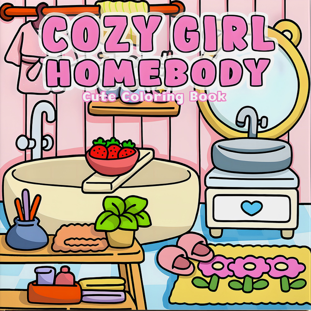 COZY GIRL HOMEBODY lindo libro para colorear para adultos y adolescentes con 24 páginas para relajación Graffiti pintura dibujo ﻿