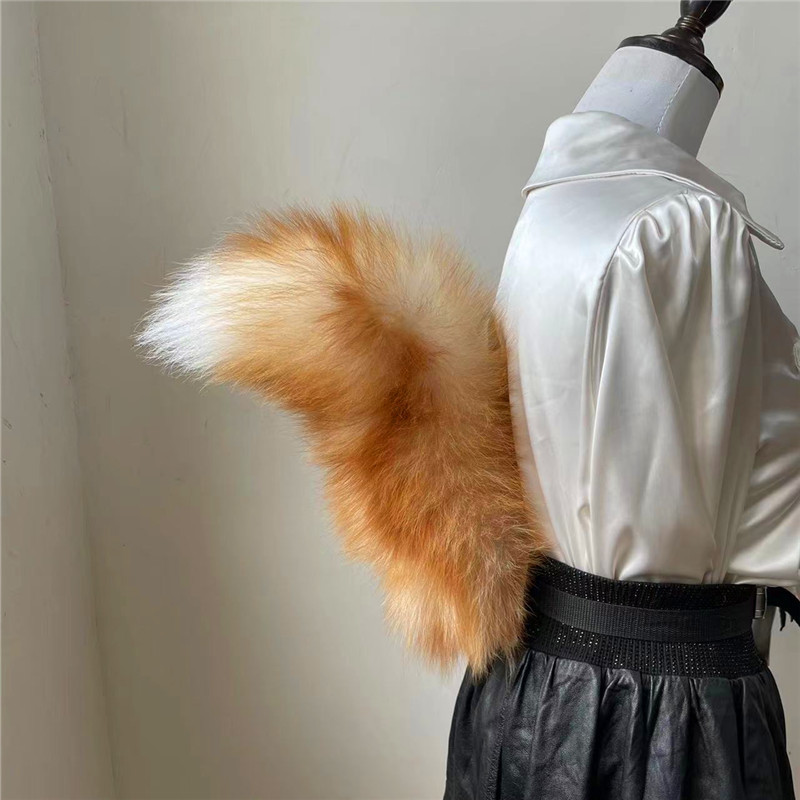 Properti Cosplay ekor rubah buatan ekor rubah mewah sabuk yang dapat disesuaikan seksi Aksesori Cosplay kostum dapat ditekuk ekor seperti hidup