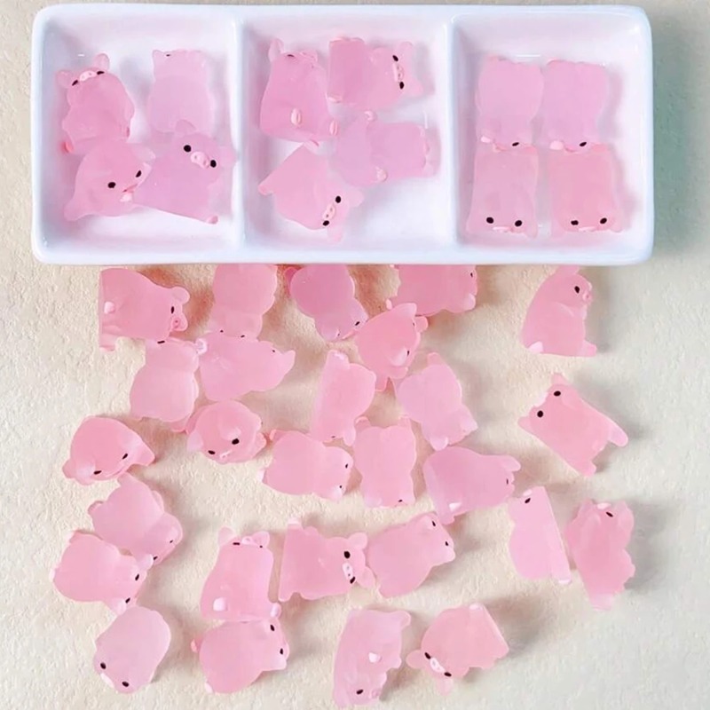 6/30/1Box Luminous Pig Design Glow in The Dark Creative Mini Pink Pig Miniature for Garden Landscape Home Decoration