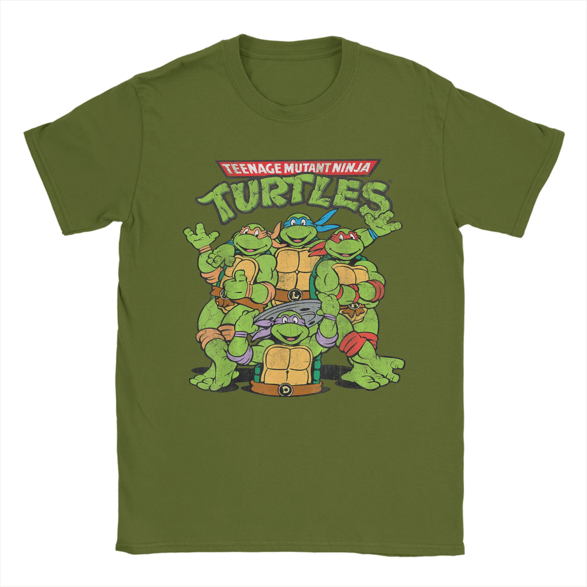 Модные классические футболки с логотипом Ninja Turtles в стиле ретро, мужские футболки с круглым воротником, 100% хлопок, футболки с короткими рукавами, одежда больших размеров