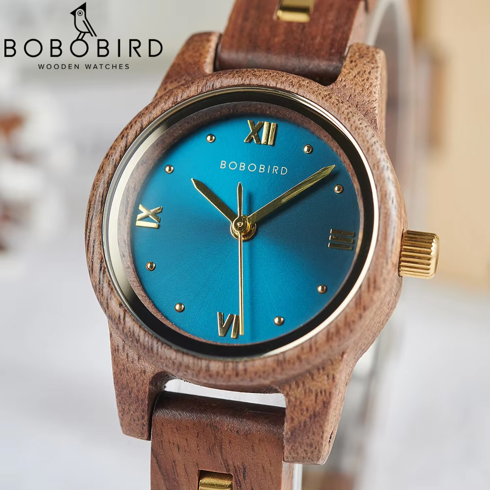 BOBO BIRD น้ําเงินคู่นาฬิกาแบรนด์หรูคนรักไม้นาฬิกาข้อมือควอตซ์ส่วนบุคคลแกะสลัก Reloj Mujer Dropshipping