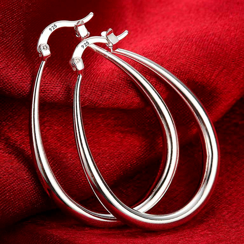 Orecchini a Cerchio Grande in Argento Sterling 925 100% 41MM Lisci per Donna Gioielli di Alta Qualità per Matrimonio Regalo di Moda