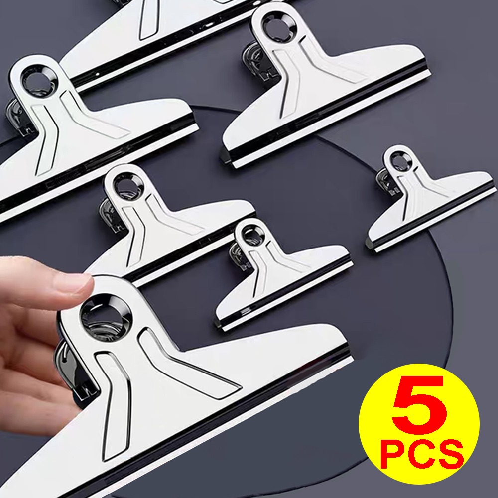 2/5PCS Stainless Clip 4/5.5/7/11.5/15/18mm Metal Clips for Bulletin Board Artworks Food Bag Photos Document Office Stationery