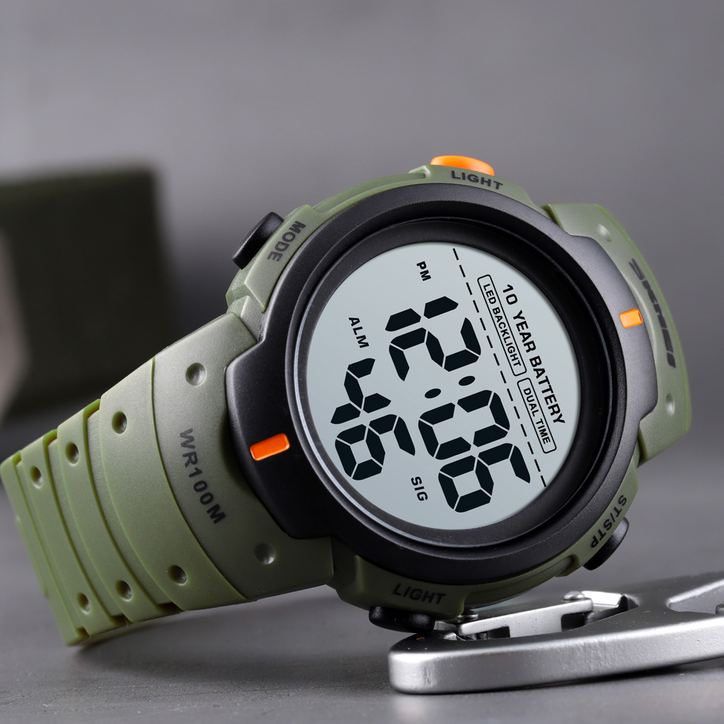 Reloj despertador SKMEI 1560 para hombre, 2 horas, 10 años, reloj deportivo para hombre, relojes deportivos para Fitness, reloj de pulsera Digital resistente al agua 100M