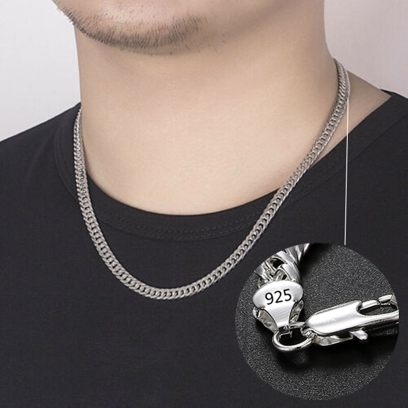 Collar de plata de ley 925 de marca a la moda para hombre, cadena clásica de 6MM con personalidad, 24 pulgadas, regalos de Navidad, joyería fina para fiesta