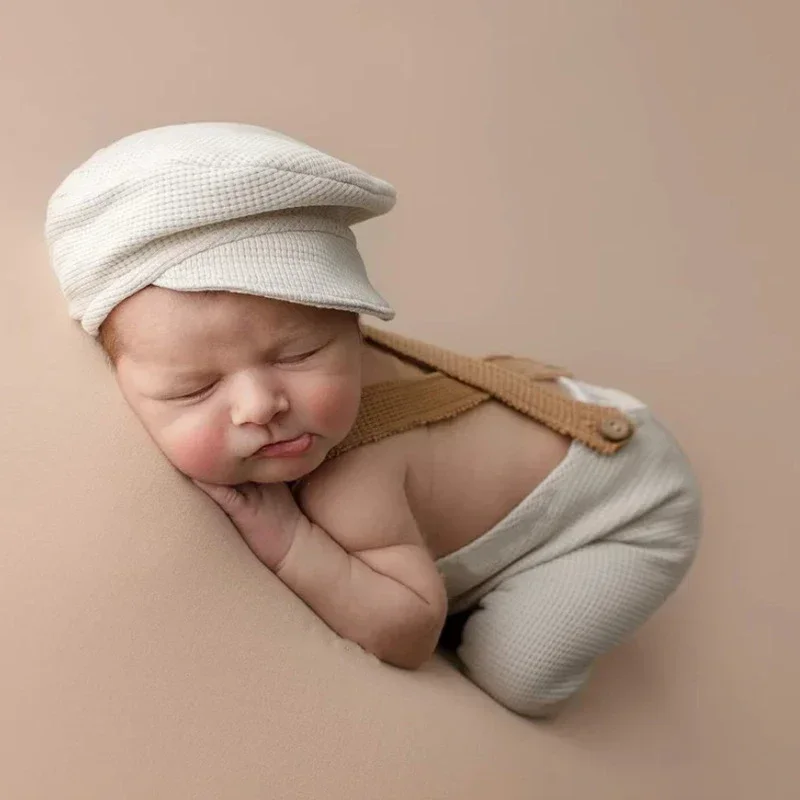 ️2 шт./компл., наряд для фотосъемки новорожденных, одежда, кепка, подтяжки, студийный реквизит для детской фотосессии, аксессуары, шляпа, комбинезоны, наряды для фотосъемки