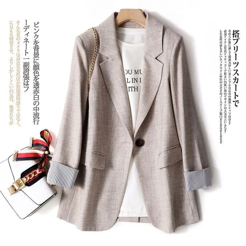 Blazer Feminino Casual de Outono/Primavera 2026: Nova Edição Coreana, Slim, Elegante, com Botão Único, Ideal para Escritório e Negócios