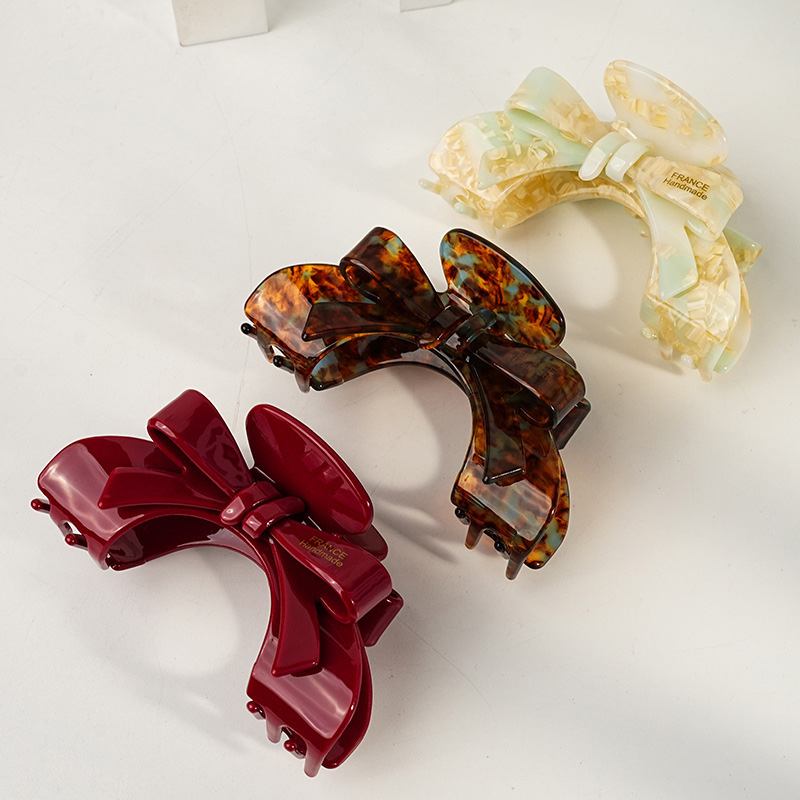 1 lazo francés de alta gama, clip para vinagre, clip para el cabello de temperamento elegante, clip de tiburón, accesorio para el cabello para mujer