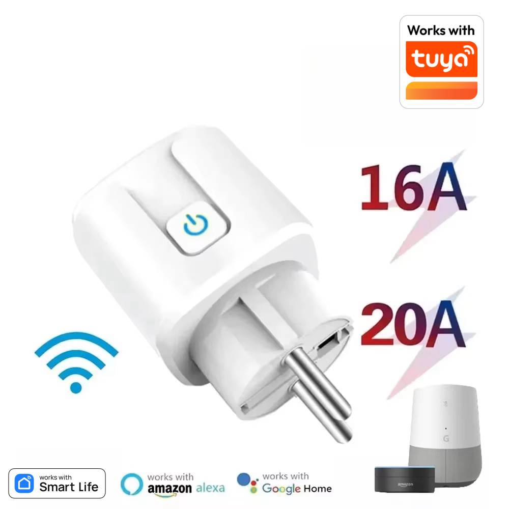 Tuya WiFi スマート プラグ ソケット EU 16/20A 電力監視タイミング音声制御付き Alexa Google Home スマート ライフと連携