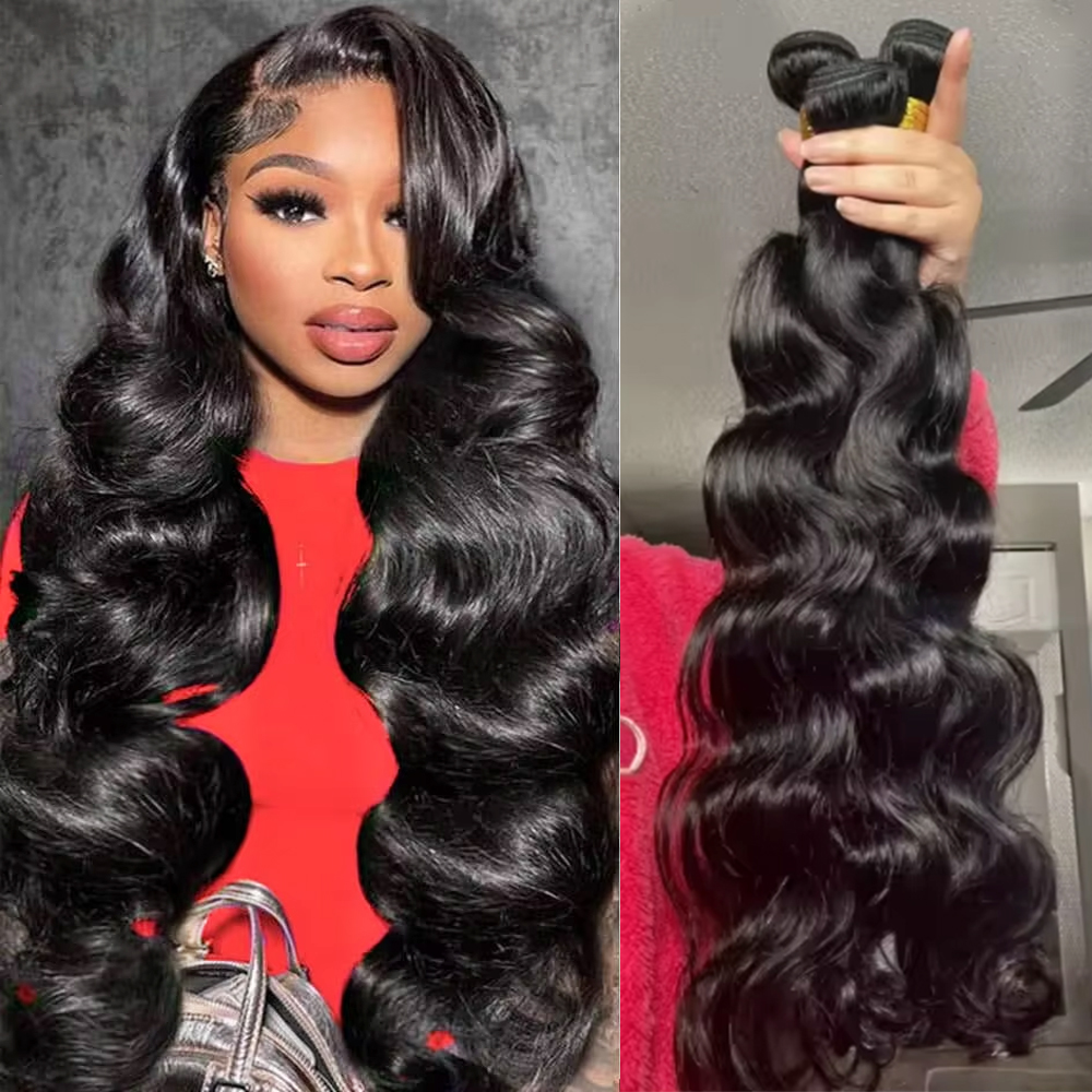 Extensioni di capelli umani vergini Remy brasiliani ondulati, 3 o 4 fasci, 28-30 pollici, per donna, da cucire, a intreccio rapido