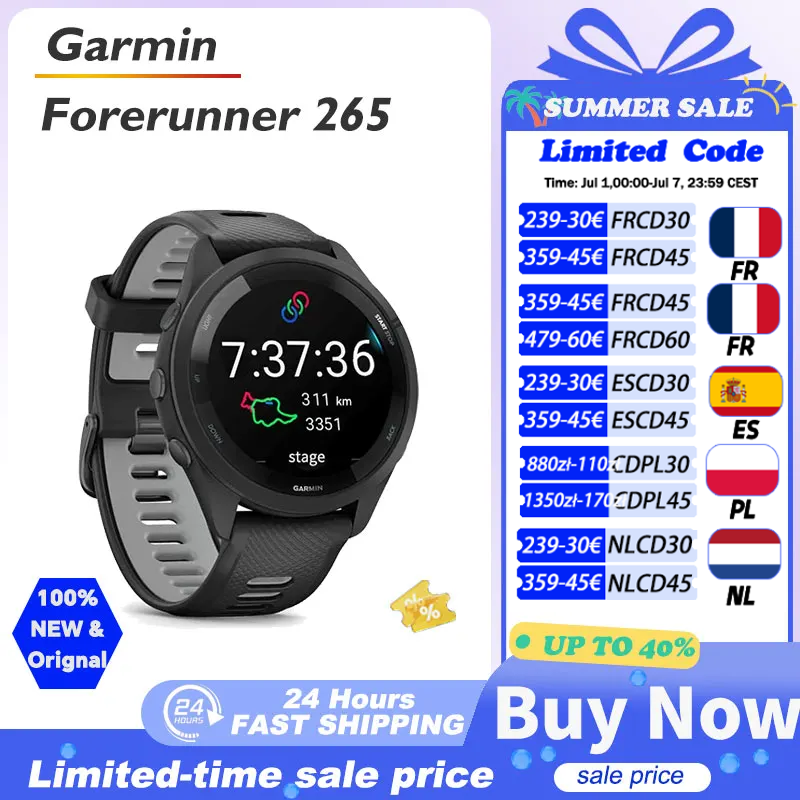 Garmin Forerunner 265 Sportuhr Outdoor GPS Laufen Fitness Marathon Schwimmen Chinesische Herzfrequenz Blut Sauerstoff Smartwatch