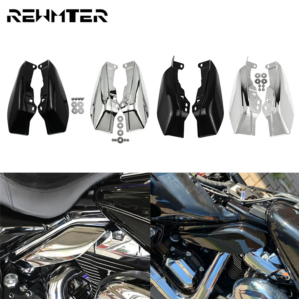 Escudo térmico defletor de ar para motocicleta, moldura intermediária, preto/cromado, capa para harley touring 09-23 electra street glide road king