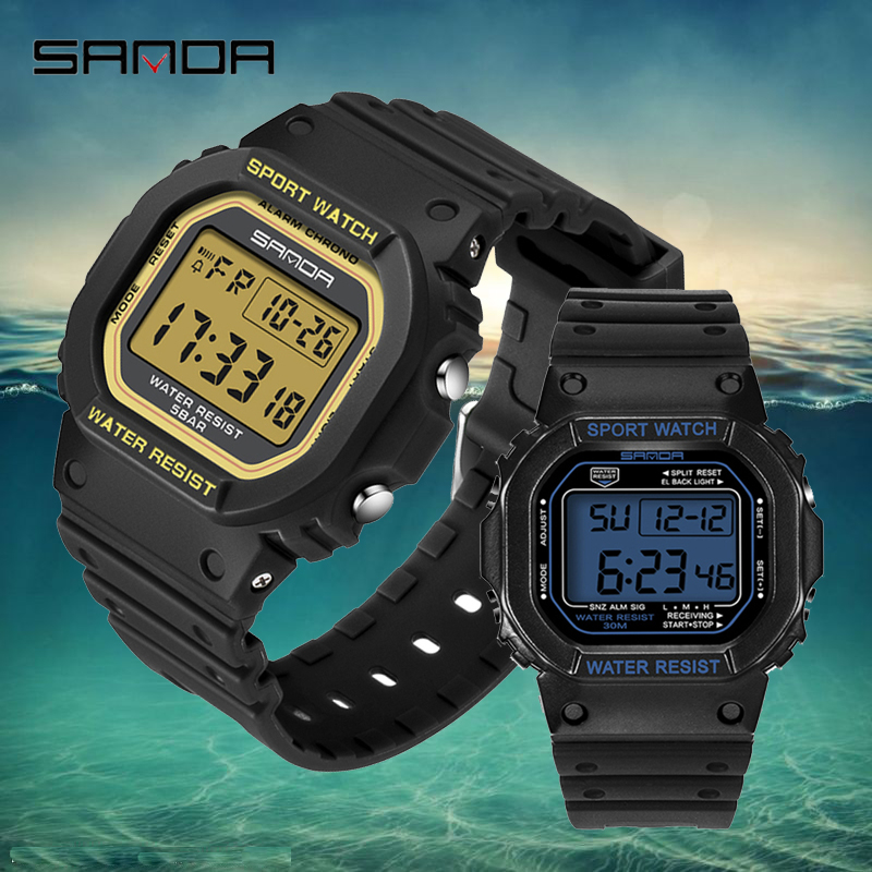 Sanda-relógios masculinos e femininos, esportes, digital, display led, 50m, à prova d'água, marca de moda, 293,329