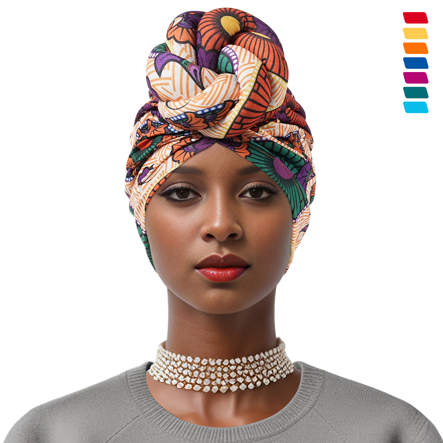Turban à nœud pré-fabriqué, Bonnet de tête imprimé africain pour femmes, couvre-chef de fête