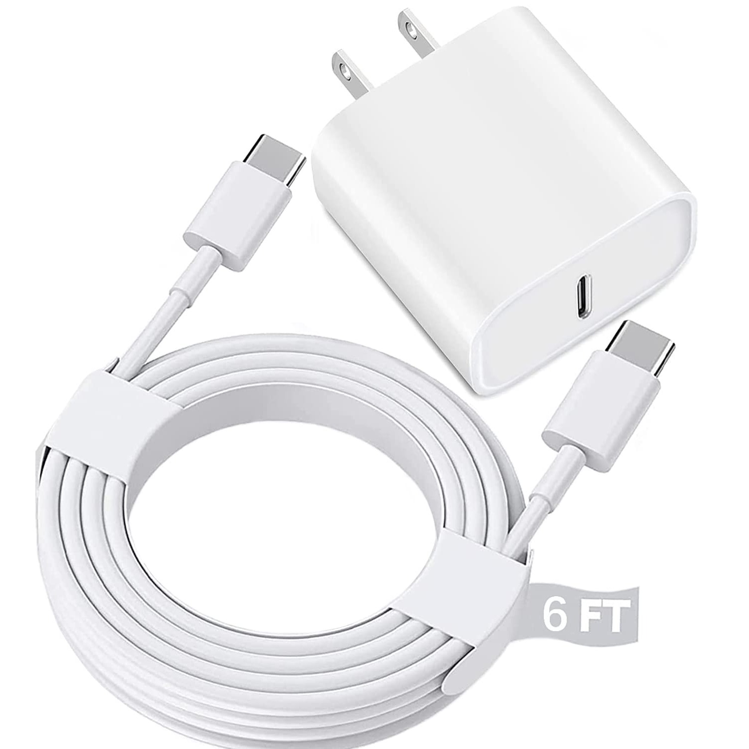 Ładowarka do iPhone'a 16 Szybkie ładowanie, Ładowarka do iPhone'a 15, Ładowarka do iPada Szybkie ładowanie Ładowarka ścienna z kablem USB C do C o długości 6 stóp