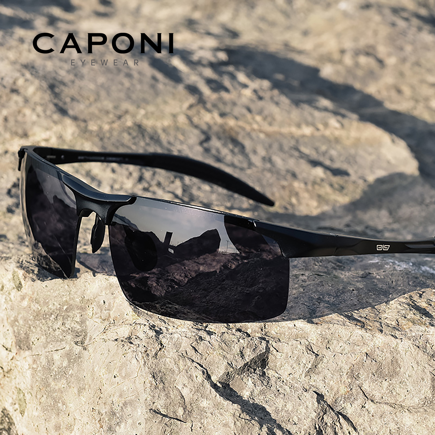 CAPONI lunettes de soleil polarisées pour hommes Style sportif lunettes photochromiques classique hommes lunettes de soleil avec charnière à ressort conception BS3218