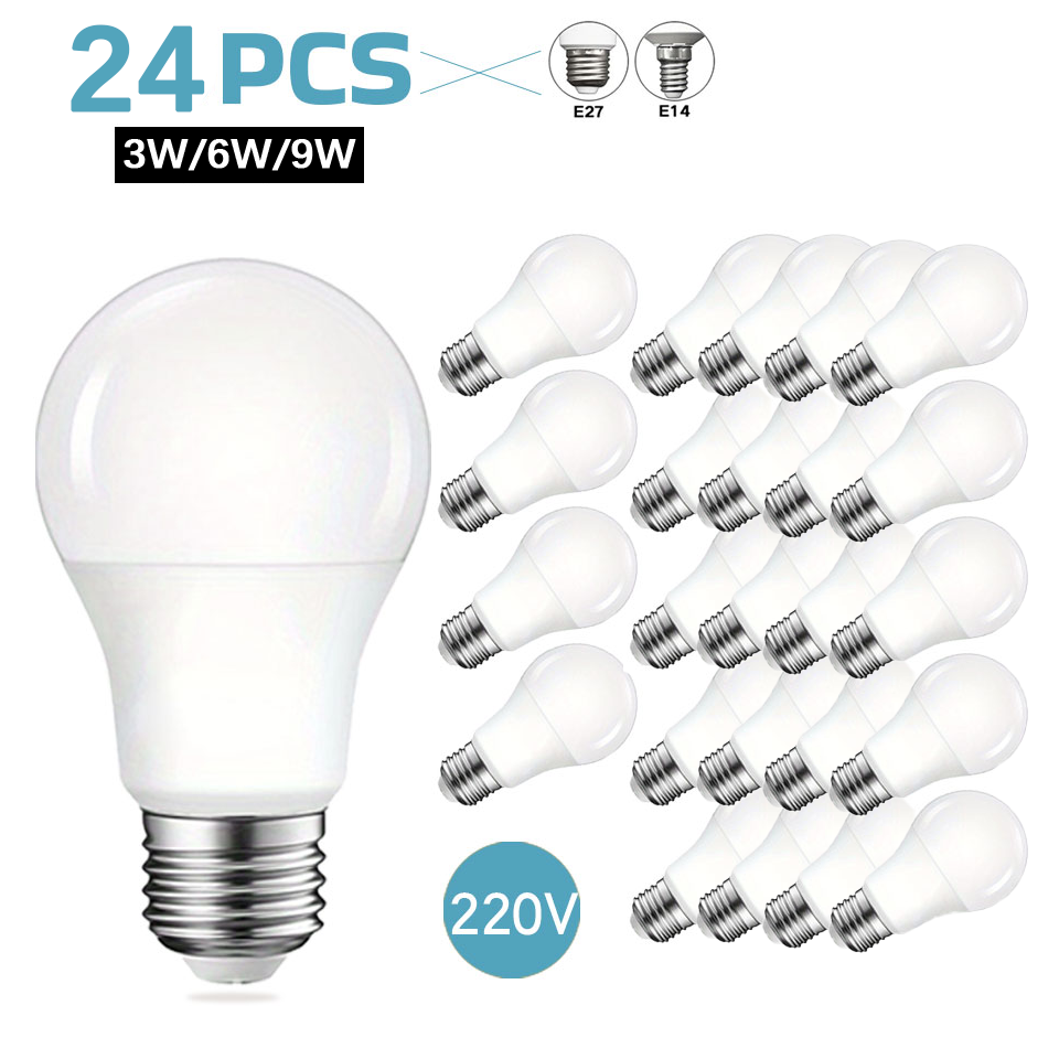 24 stücke LED Glühbirnen E27/E14 LED AC220V Glühbirnen 9 W 6 W 3 W Lampada ampullen Wohnzimmer Hause LED Bombilla Für Home Dekoration