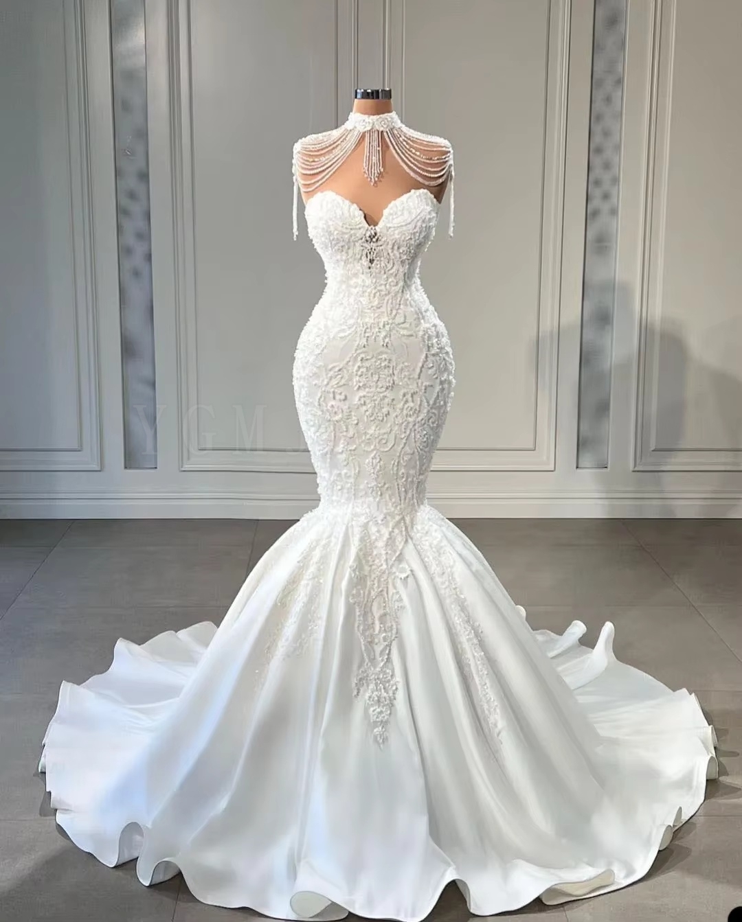 Vestidos De novia De sirena De lujo 2025 para novia, apliques De encaje con cuentas, vestido De novia africano, batas De boda personalizadas