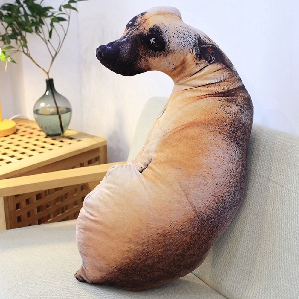 3d animal realista bonito curvatura cão impresso lance travesseiro engraçado cabeça de cachorro cosplay crianças brinquedo favorito almofada para casa
