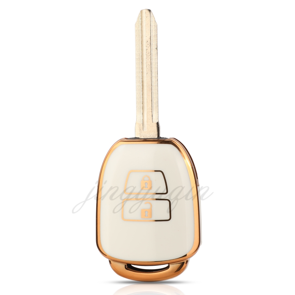 Jingyuqin-Coque de clé de voiture à distance en TPU, 2 boutons, Toyota Camry, CorTrust2012, 2013, 2014, 2015, 2016, 2017, RAV4 Prius