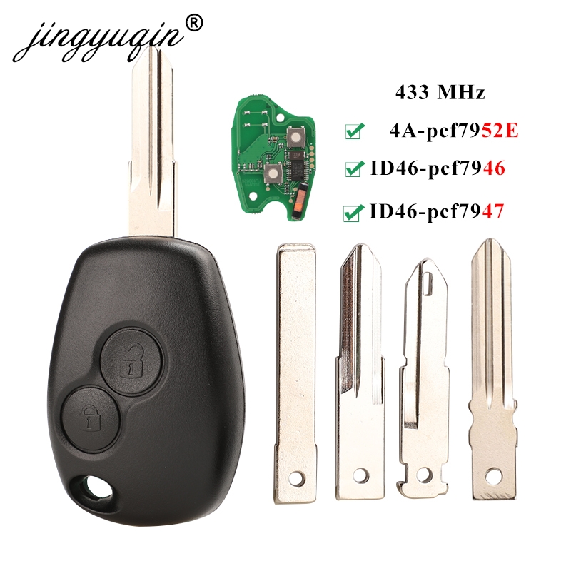 Jingyuqin-mando a distancia 2BTN para coche, llave remota para Renault Duster Modus Clio 3 Twingo DACIA Logan Sandero Kangoo 433MHz PCF7946 PCF7947 pcf7952E Chip
