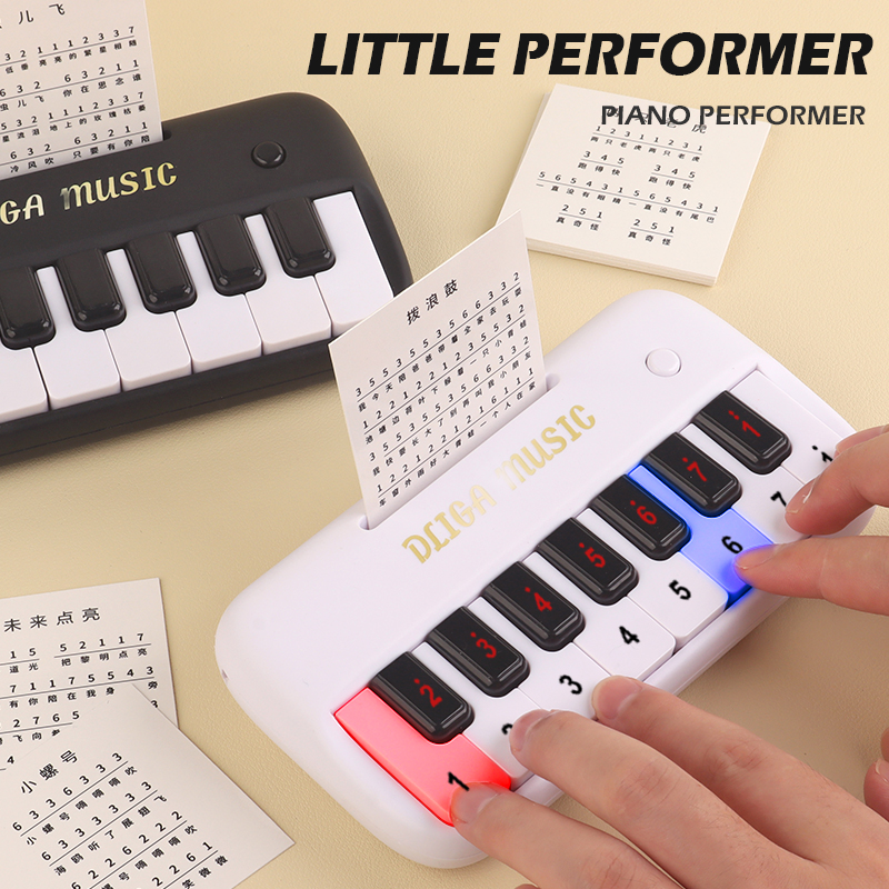 Criativo mini piano eletrônico 15 teclas instrumento musical educacional jogar pingente brinquedo de música luminosa pequeno presente para iniciante