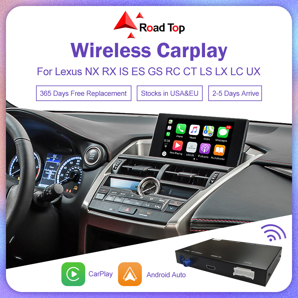CarPlay inalámbrico Android Auto para Lexus NX RX IS ES GS RC CT LS LX LC UX GX 2014-2019 con enlace de espejo Airplay Siri Voice