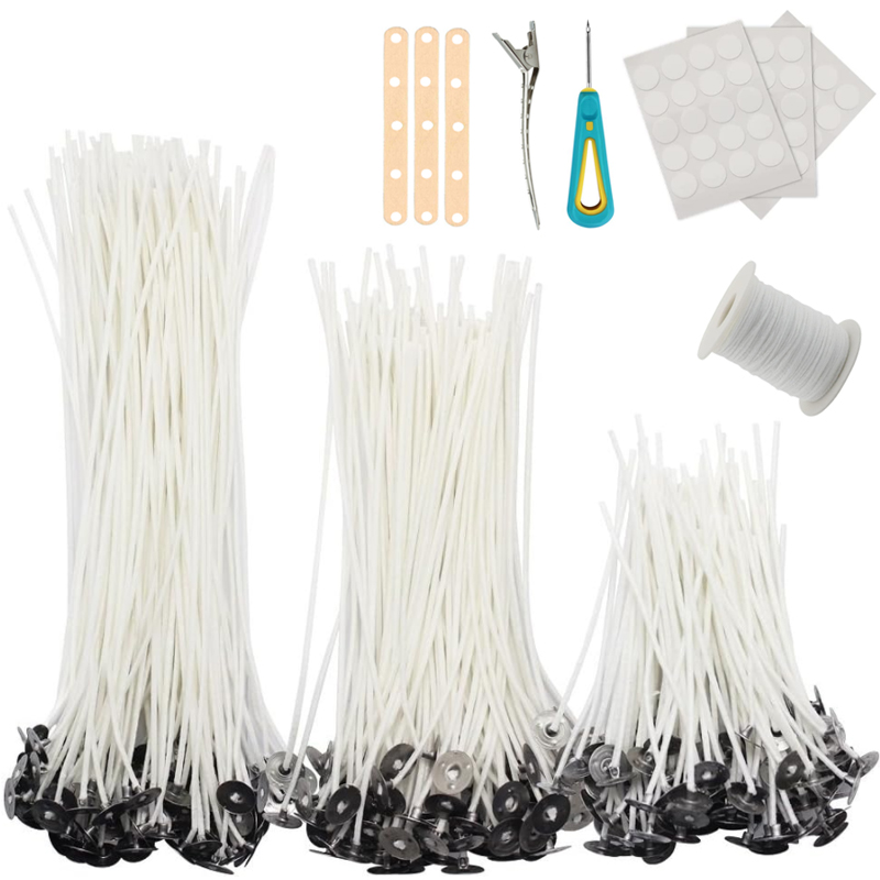 Neues Kerzendochte-Set aus gewachster Baumwolle mit Ständer, originelle rauchfreie Kerzendochte, Sojaöl-Wachskern, gewebt, Herstellung von Kerzenzubehör