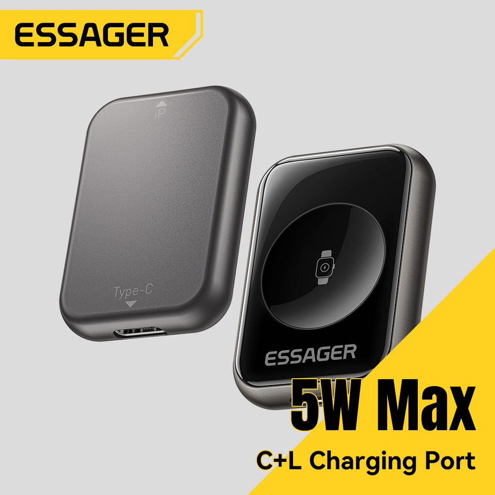 Essager 5W Portable Magnetic Wireless Watch Charger for Apple Watch S2-S11 Series SE Series Ultra Series Type-C/Lighting