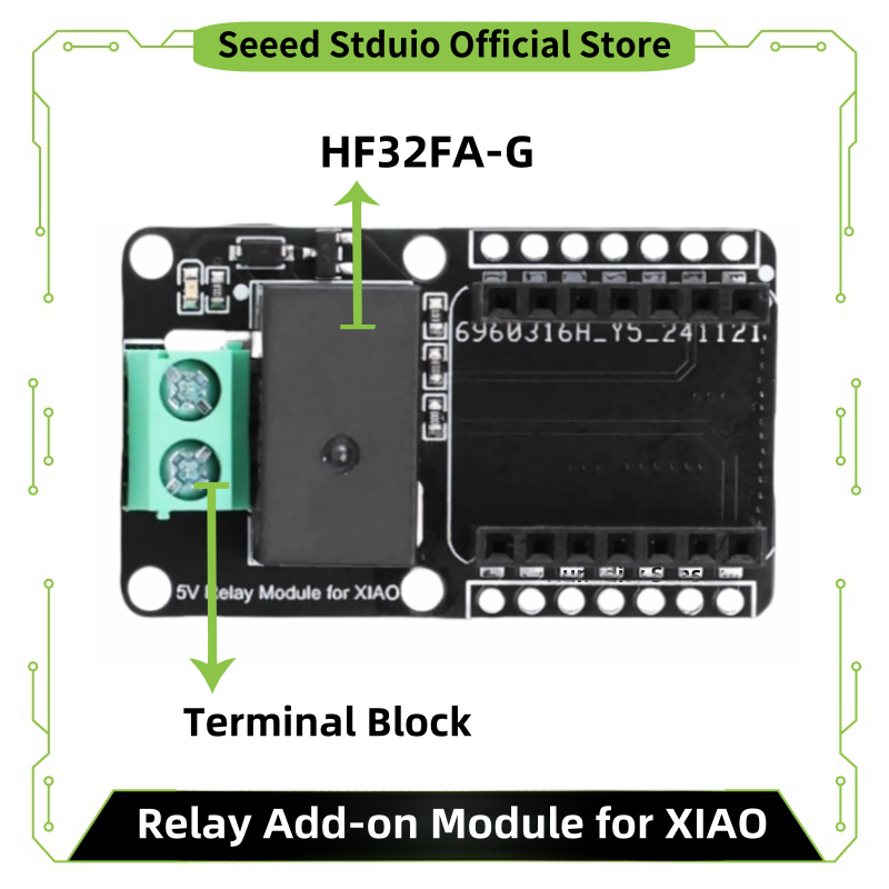 โมดูลเสริมรีเลย์สําหรับ Seeed Studio XIAO และ QT Py, รีเลย์ HF32FA-G สูงสุด 10A/250VAC