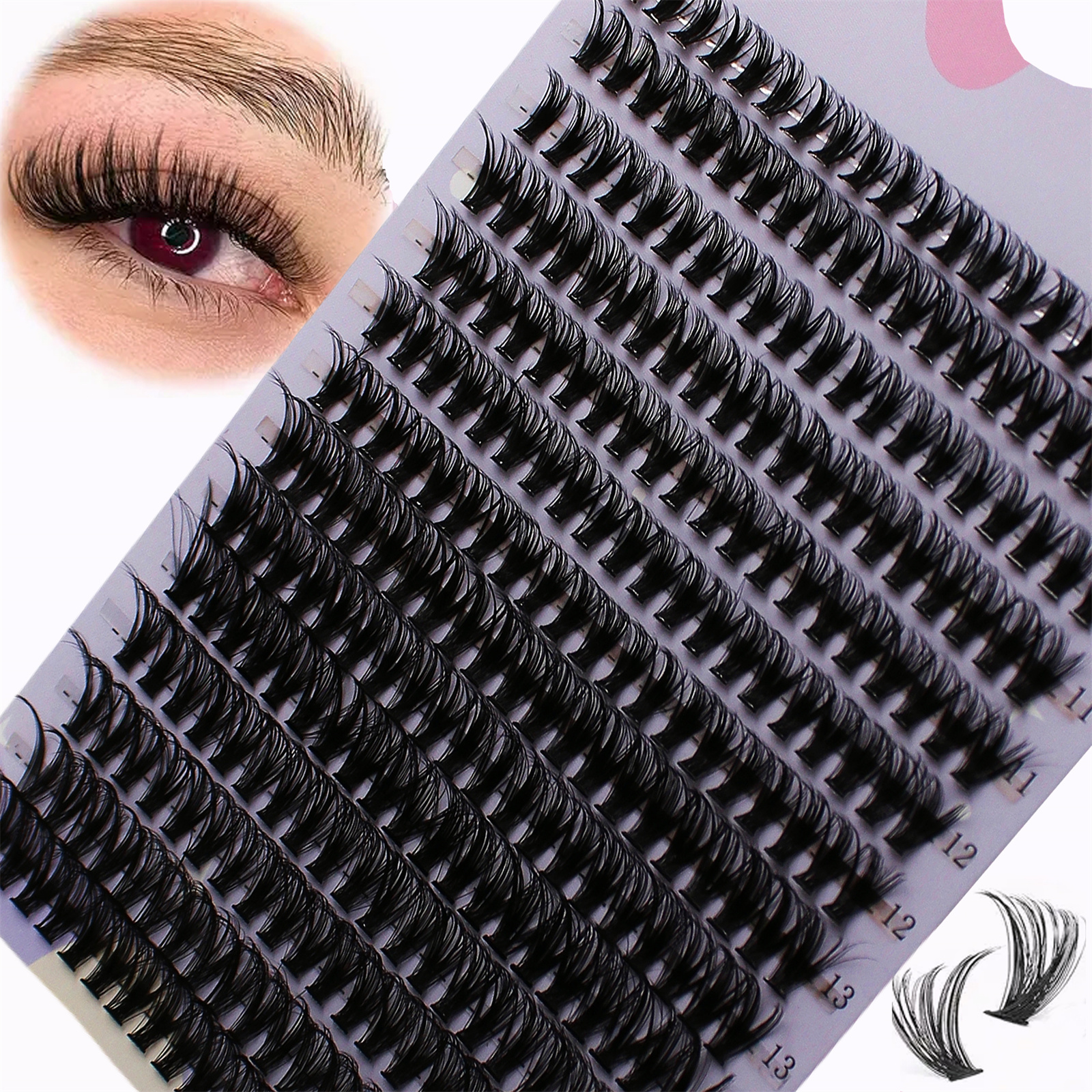 280 pièces 30D 9-16mm mélange D Curl grappe cils individuels Extensions de cils grappes de cils doux