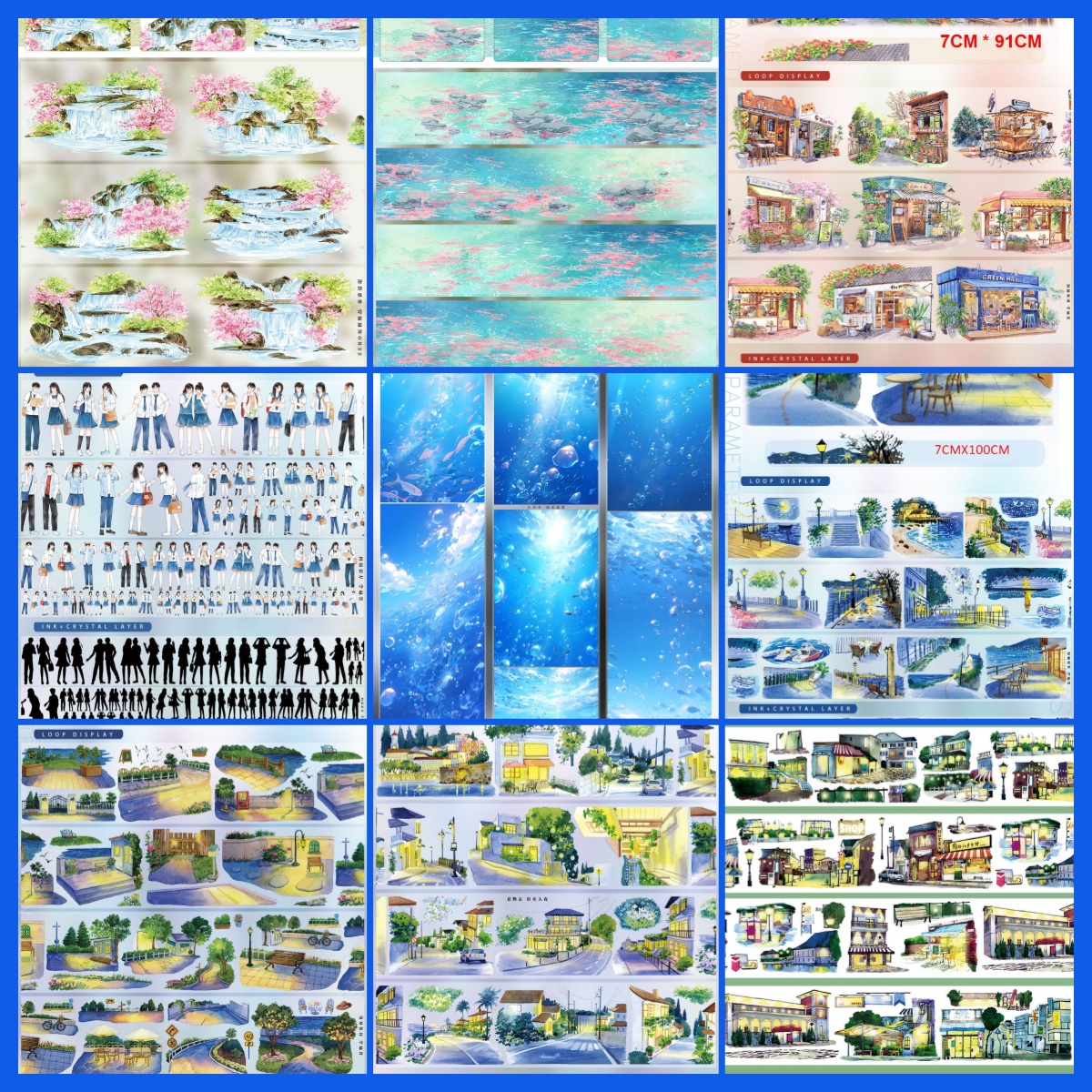 Many Designs Beach Sea Landscape Washi PET Tape Sample 1 Loop Zero Colletion4