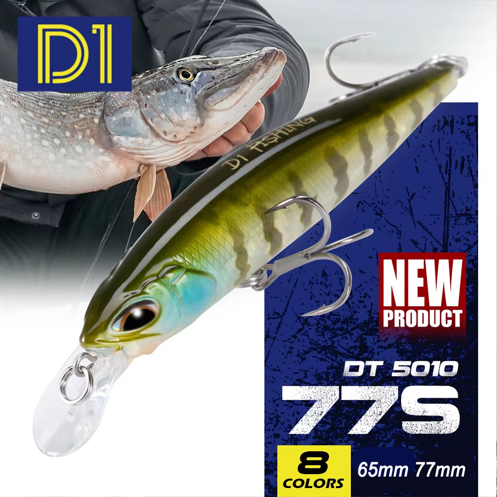 D1 leurres de pêche méné 77mm/8.4g suspendus 65mm/5g coulant artificiel dur appât Wobblers pour la pêche à la traîne bar truite matériel