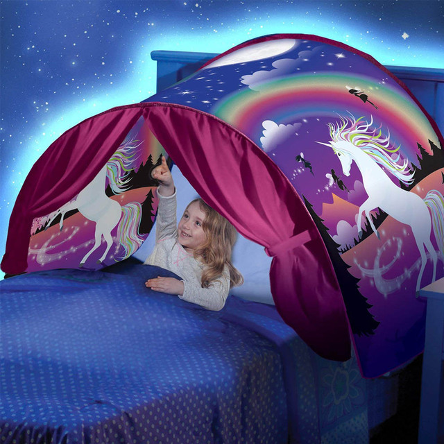 Tienda de campaña Dream para cama de niños con bolsillo de almacenamiento, tienda plegable para niños en la cama, tienda con mosquitera